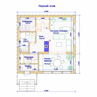 Каркасный дом 6х9 желтый <br />Цена 1642000 руб